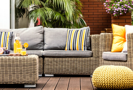cute outdoor deck and furniture